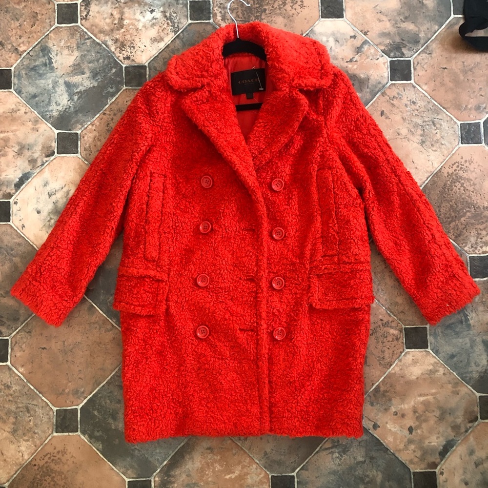 BRAND NEW! Orange Coach teddy bear coat